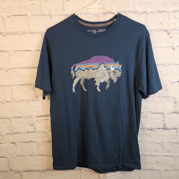 Patagonia Other - Patagonia S Blue Fitz Roy Bison Reg Fit Organic Cotton Short Sleeve